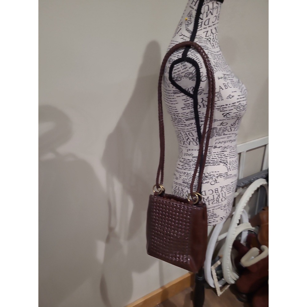 Vintage Liz Claiborne small woven crossbody bag brown purse zip top closure boho - Picture 6 of 12